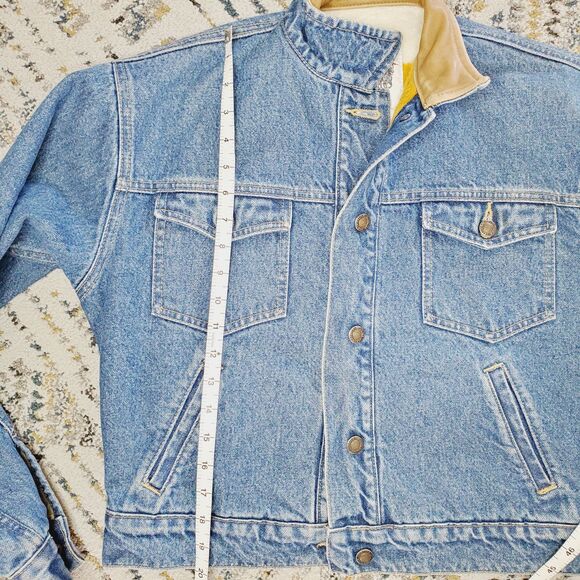 Schaefer LEGEND DENIM JACKET FLEECE LINING Blanket Jean Jacket Mens SZ Small - Picture 8 of 14